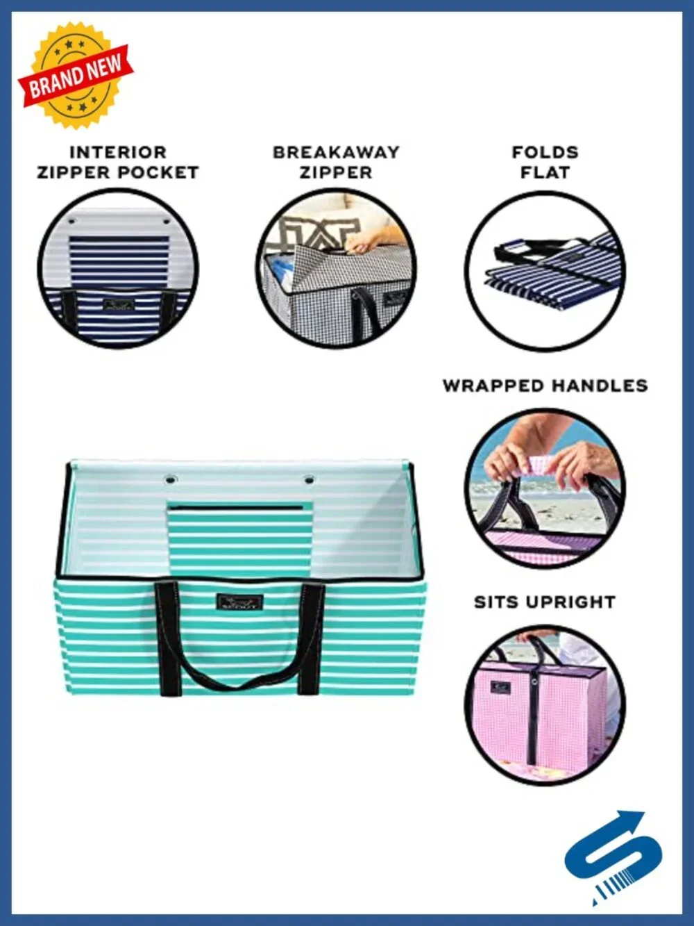 Extra Large Utility Tote Bag 75 lb Capacity Foldable Grocery Beach Market Heavy